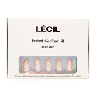 Apricot velvet chrome instant manicure kit. , false nails , LeCil , french manicure, glazed, metallic, nails, natural, pink, short almond , LeCil , lecil.com.au