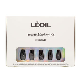 Black coffin instant manicure kit. , false nails , LeCil , black, coffin, nails, solid colour , LeCil , lecil.com.au