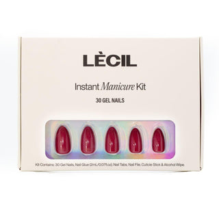 Blood plum Instant Manicure , false nails , LeCil , nails, red, short almond , LeCil , lecil.com.au