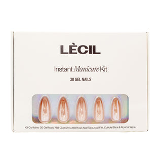 Cinnamon glaze instant manicure kit. , false nails , LeCil , glazed, jelly, long almond, nails, natural, orange, pink , LeCil , lecil.com.au