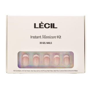 Classic french instant manicure kit , false nails , LeCil , french manicure, nails, natural, short square, white , LeCil , lecil.com.au