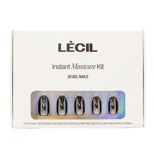 Deep mahogany chrome doughnut manicure kit. , false nails , LeCil , black, blue, brown, chrome, glazed, metallic, nails, oval, red , LeCil , lecil.com.au