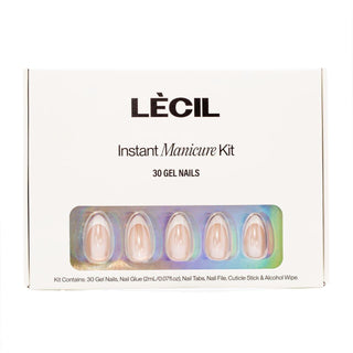 French pearl instant manicure kit. , false nails , LeCil , french manicure, glazed, metallic, nails, natural, pink, short almond , LeCil , lecil.com.au