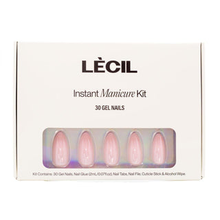 Glazed strawberry instant manicure kit. , false nails , LeCil , glazed, jelly, long almond, nails, natural, pink , LeCil , lecil.com.au
