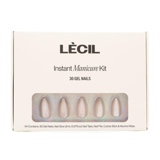 Nude cateye manicure kit. , false nails , LeCil , cat-eye, glittery, metallic, nails, short almond , LeCil , lecil.com.au