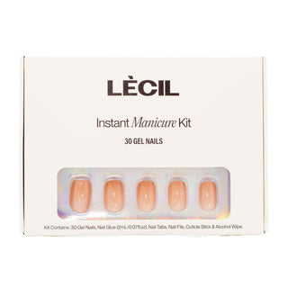 Nutmeg jelly instant manicure kit. , false nails , LeCil , jelly, nails, natural, pink, short square, solid colour , LeCil , lecil.com.au