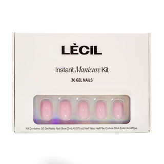Perfect jelly pink short square instant manicure kit. , false nails , LeCil , nails, natural, pink, short square, solid colour , LeCil , lecil.com.au