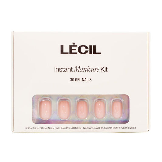 Cherry blossom jelly instant manicure kit. , false nails , LeCil , jelly, nails, natural, pink, short square, solid colour , LeCil , lecil.com.au