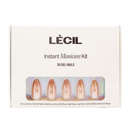 Cinnamon glaze instant manicure kit. , false nails , LeCil , glazed, jelly, long almond, nails, natural, orange, pink , LeCil , lecil.com.au