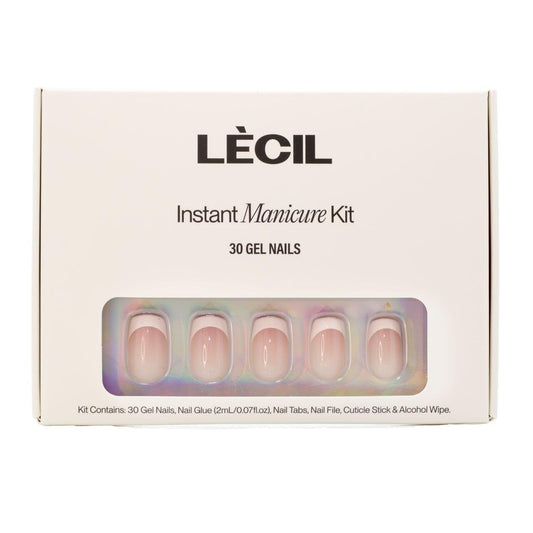 Classic french instant manicure kit , false nails , LeCil , french manicure, nails, natural, short square, white , LeCil , lecil.com.au