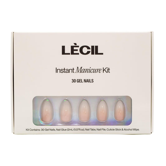 French ombré instant manicure kit. , false nails , LeCil , black, french manicure, nails, natural, patterned, pink, short almond , LeCil , lecil.com.au