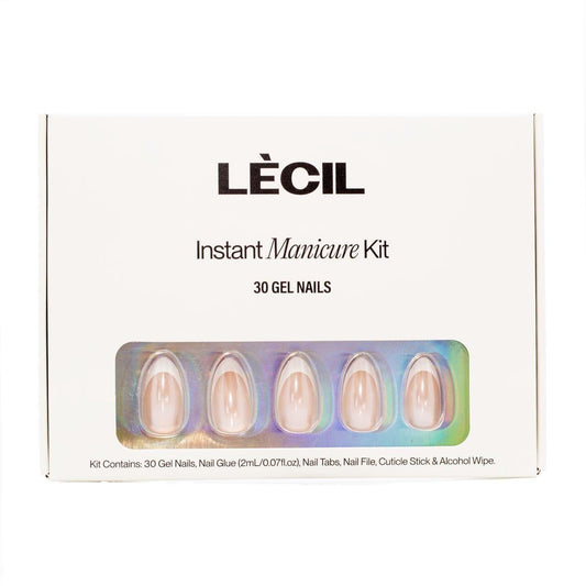 French pearl instant manicure kit. , false nails , LeCil , french manicure, glazed, metallic, nails, natural, pink, short almond , LeCil , lecil.com.au