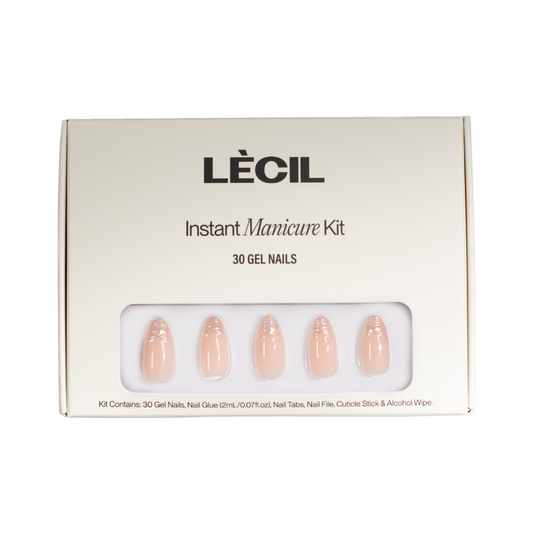 Gilded unicorn french instant manicure kit , false nails , LeCil , french manicure, nails, natural, patterned, short almond , LeCil , lecil.com.au