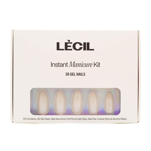 Glazed doughnut instant manicure kit. , false nails , LeCil , french manicure, glazed, long almond, nails, natural, pink, solid colour , LeCil , lecil.com.au