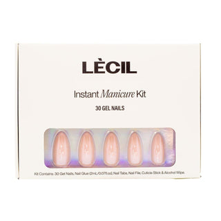 Glazed peach instant manicure kit. , false nails , LeCil , glazed, jelly, long almond, nails, natural, pink , LeCil , lecil.com.au