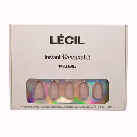 Nude squoval instant manicure kit , false nails , LeCil , nails, natural, nude, oval, pink, solid colour, squoval , LeCil , lecil.com.au