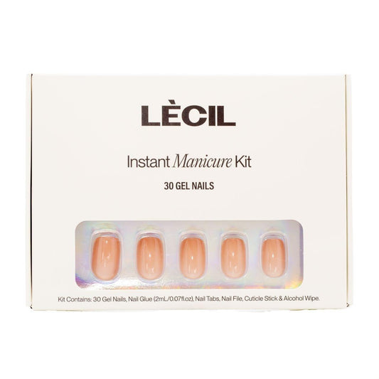 Nutmeg jelly instant manicure kit. , false nails , LeCil , jelly, nails, natural, pink, short square, solid colour , LeCil , lecil.com.au