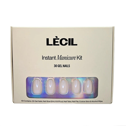 Pale glazed pink squoval instant manicure kit , false nails , LeCil , glazed, glittery, nails, natural, nude, oval, pink, solid colour, squoval , LeCil , lecil.com.au