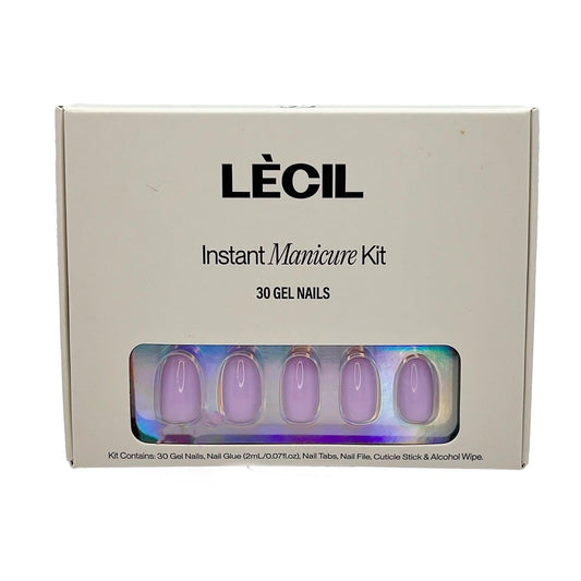 Pastel grape squoval instant manicure kit , false nails , LeCil , glazed, glittery, nails, natural, nude, oval, pink, solid colour, squoval , LeCil , lecil.com.au