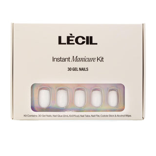 Snow white instant manicure kit. , false nails , LeCil , nails, natural, short square, solid colour, white , LeCil , lecil.com.au