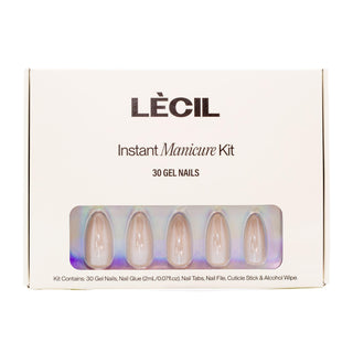 Warm glazed shell instant manicure kit. , false nails , LeCil , glazed, jelly, long almond, nails, natural, pink , LeCil , lecil.com.au