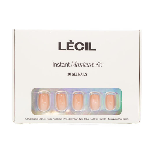 Warm nude jelly short square instant manicure kit. , false nails , LeCil , jelly, nails, natural, pink, short square, solid colour , LeCil , lecil.com.au